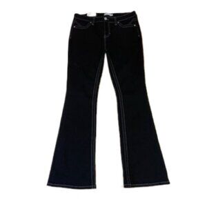 NWT rue21 Womens Black Gray Stitch Denim Jeans Mid Rise Boot Cut Size 10 Stars